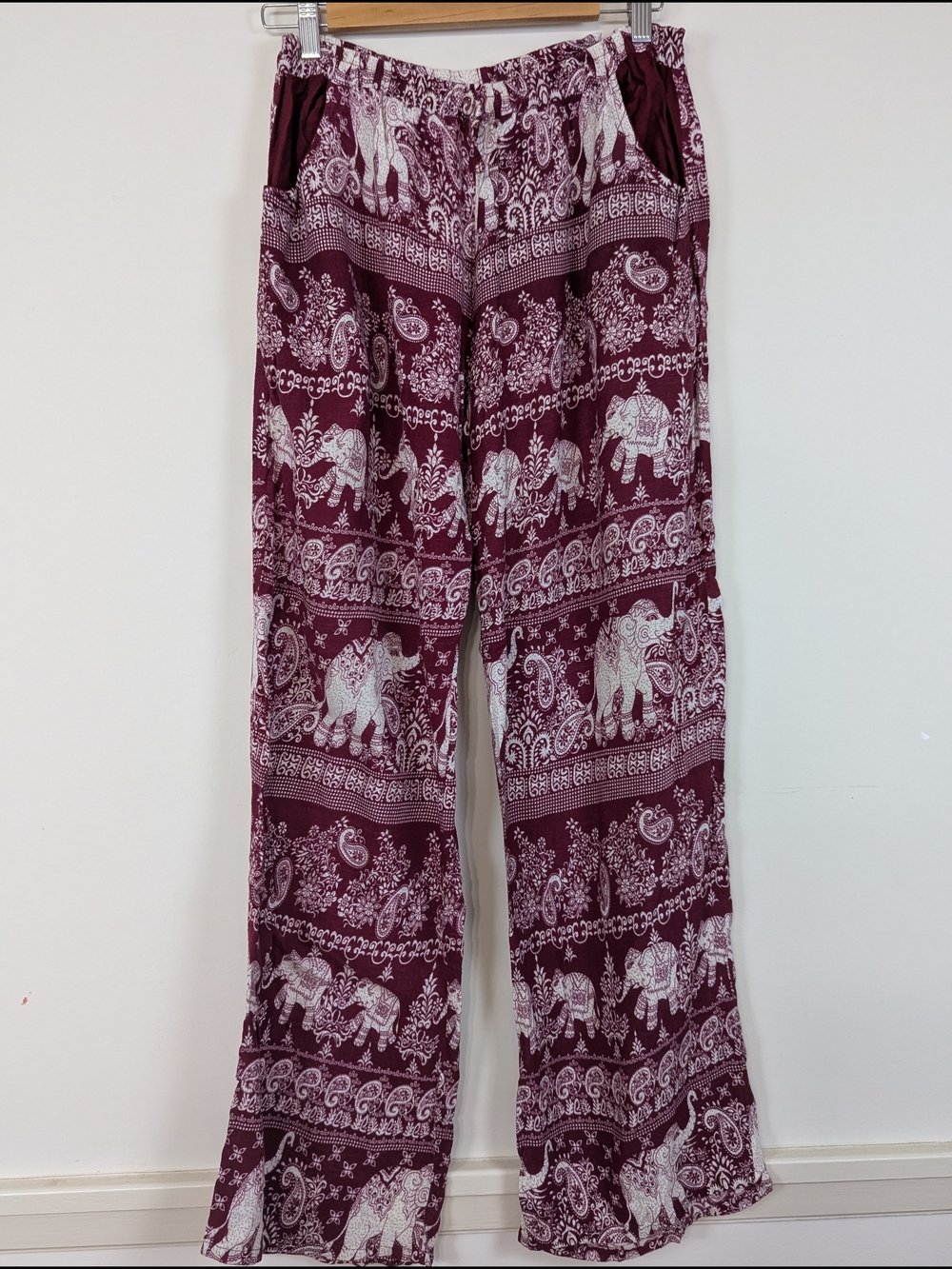 The Elephant Pants Maroon Elephant Print Lounge Pants